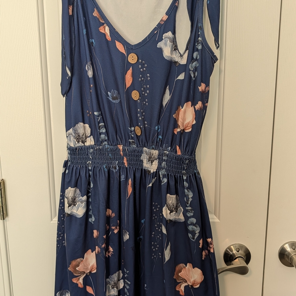 Navy Floral Button-Front Sundress